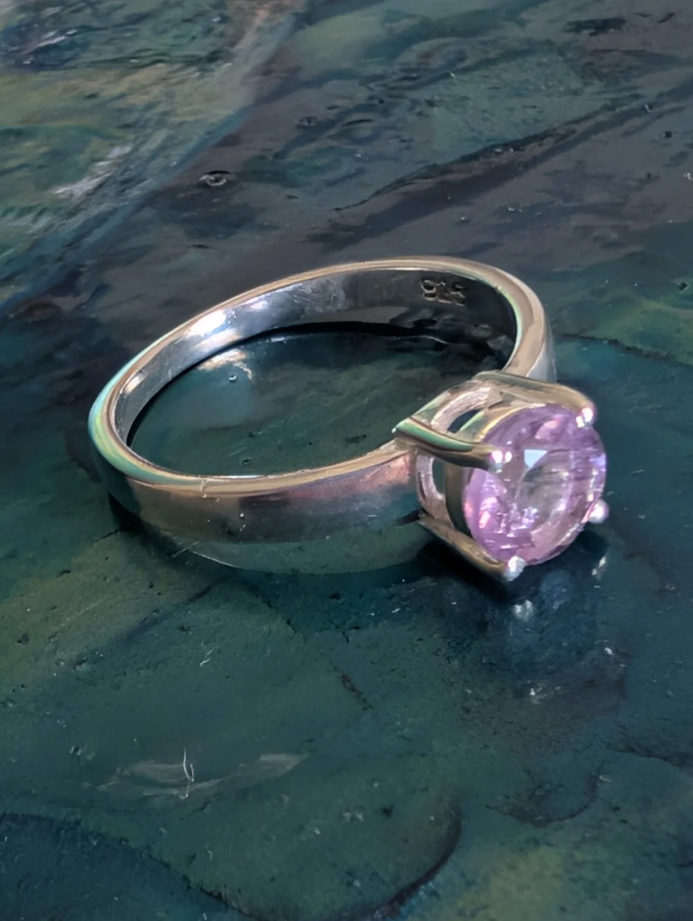 🆕 Solid Sterling Silver Solitaire Genuine Amethyst Ring In Size 7